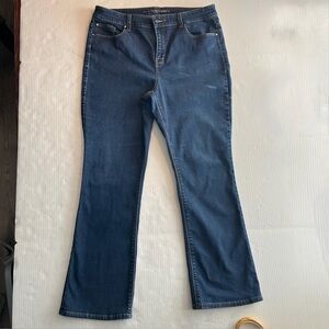 Chico's The Platinum Barely Boot women's jeans in a dark wash. Size 2